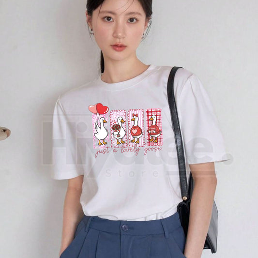 "Silly Goose" Valentine's T-Shirt – Cute Coquette Goose Valentine Unisex Tee - Hiyatee