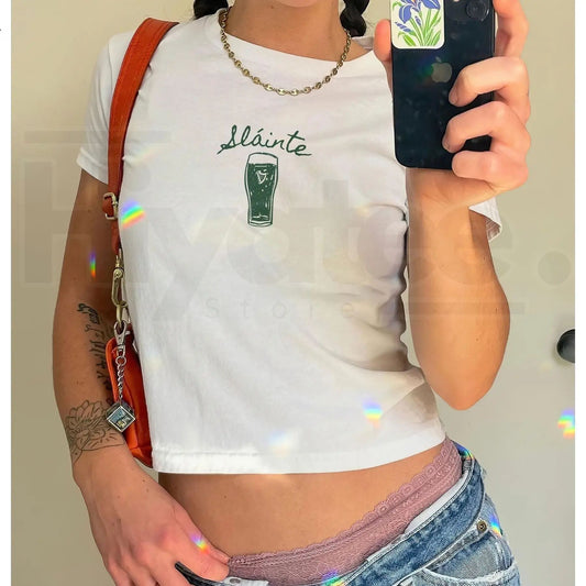 Sláinte Guinness Baby Tee – Irish Beer St. Patrick's Day Crop Top - Hiyatee