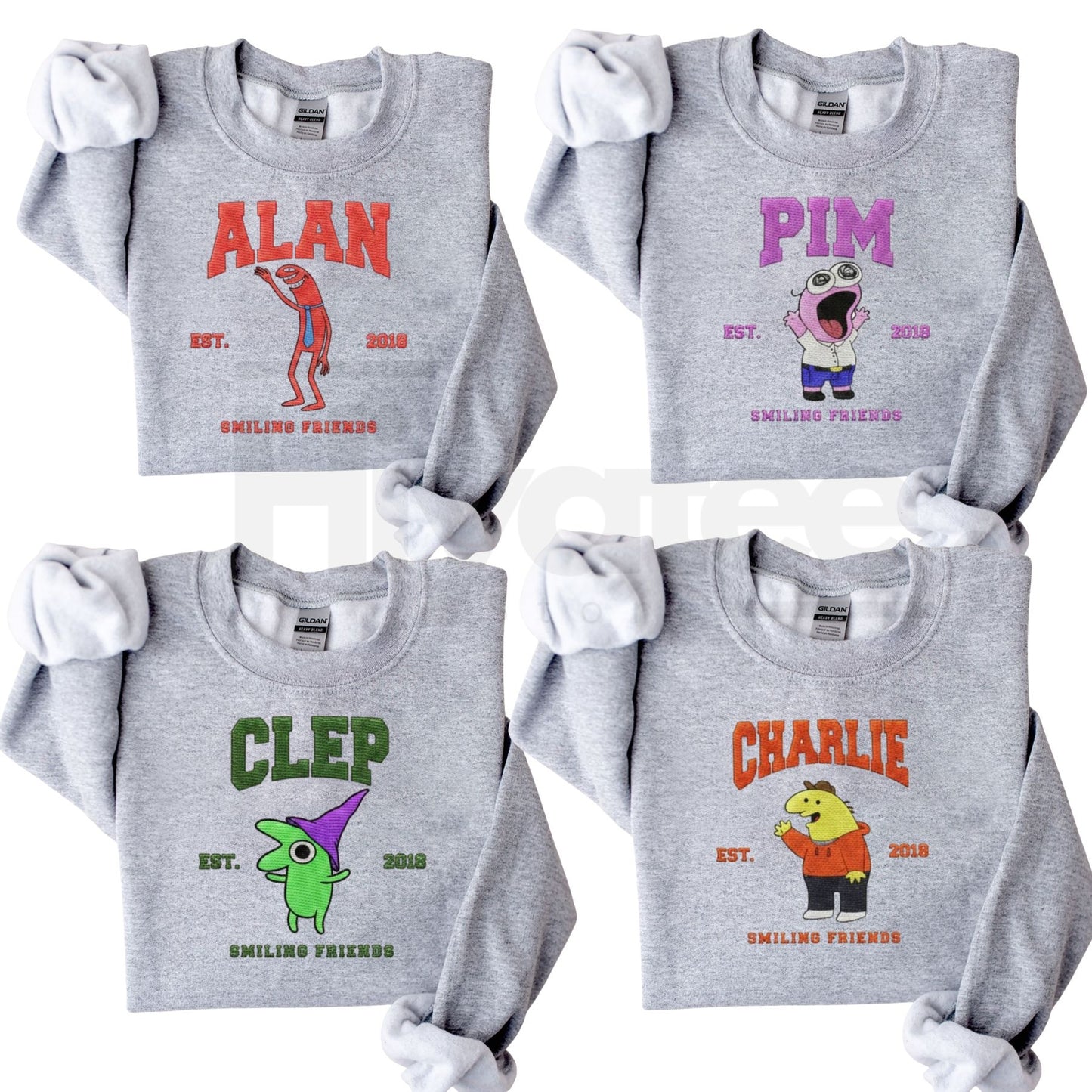 Smiling Friends Embroidered Sweater – Cute 2025 Christmas Friendship Crewneck - Hiyatee