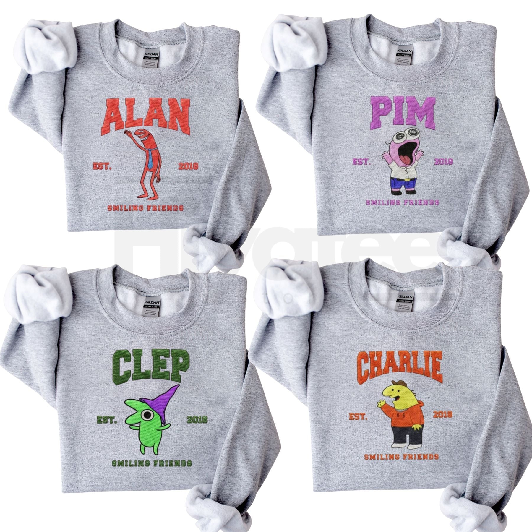 Smiling Friends Embroidered Sweater – Cute 2025 Christmas Friendship Crewneck - Hiyatee