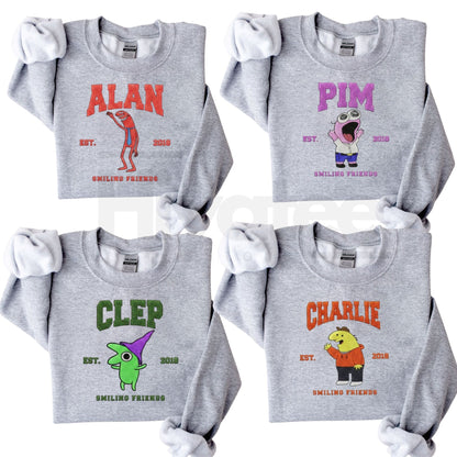 Smiling Friends Embroidered Sweater – Cute 2025 Christmas Friendship Crewneck - Hiyatee