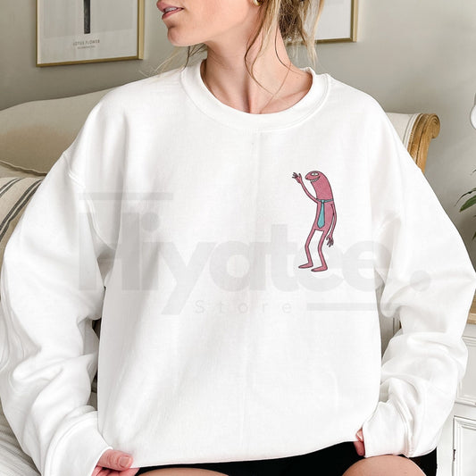 Smiling Friends Embroidered Sweatshirt – Minimalist Meme Character Crewneck, Funny Family Group Gift - Hiyatee