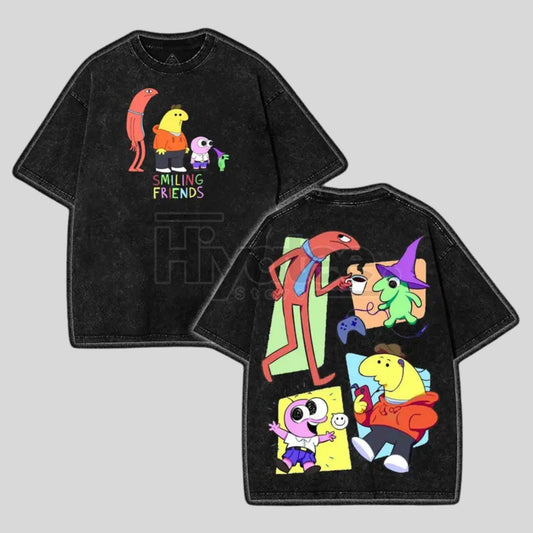 Smiling Friends Season 3 Vintage Washed Tee & Sweatshirt – Double Printed Graphic Streetwear - Hiyatee