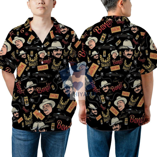 Smokey and The Bandit Hawaiian Shirt – Retro Summer Vacation Beach Shirt, Classic Movie Graphic Button-Up for Men & Women-Hiyatee