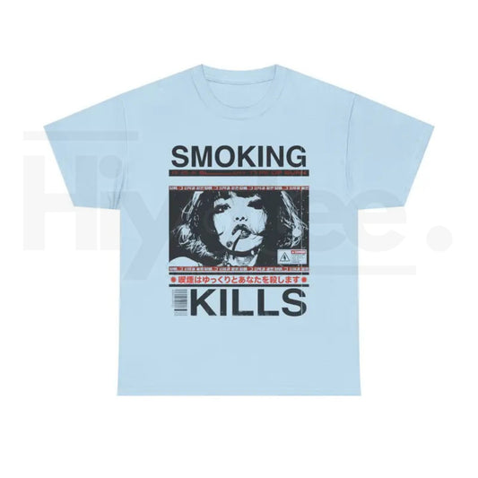 "Smoking Kills" – Retro Manga Style Aesthetic Graphic Top - Hiyatee