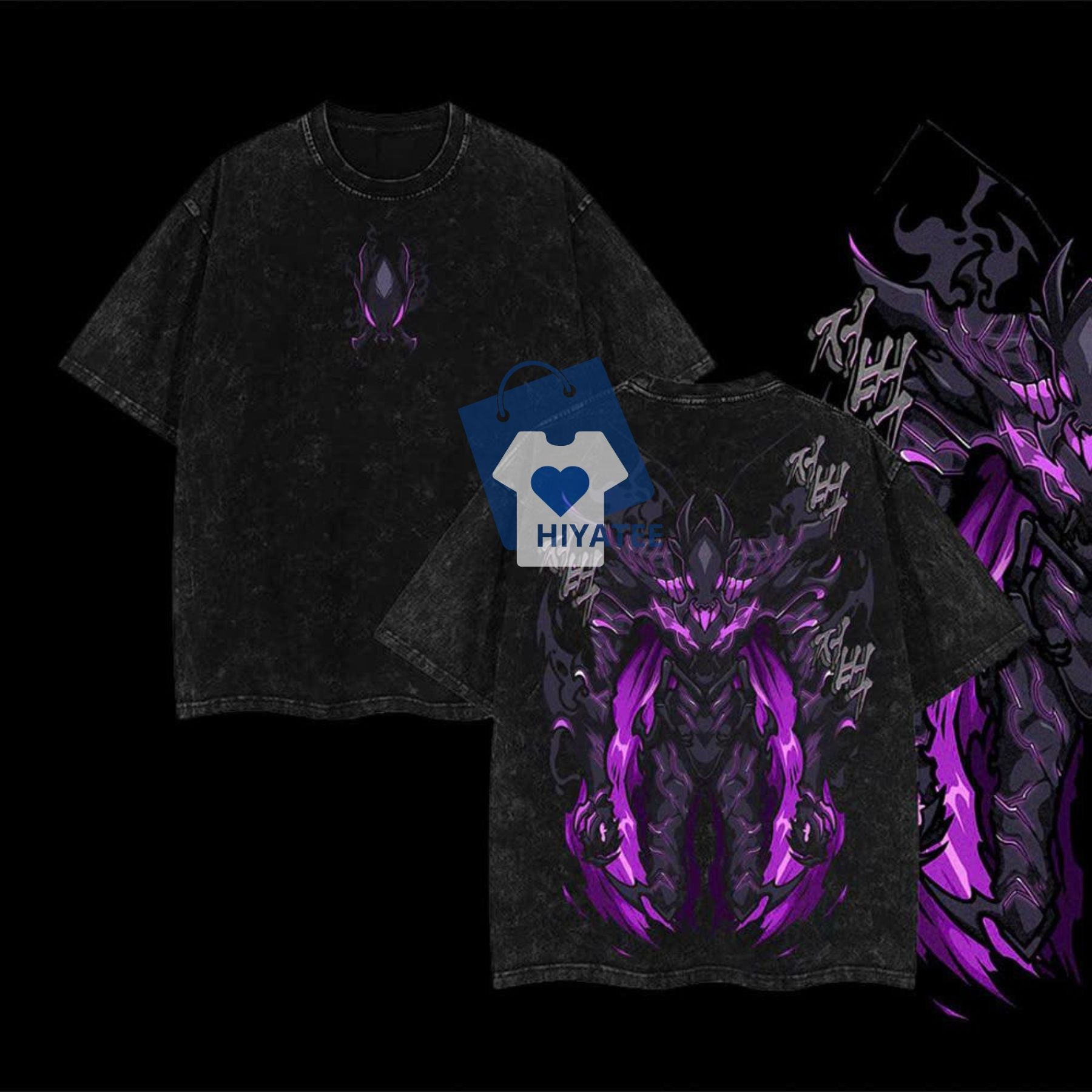 Solo Leveling Oversized Vintage Tee – Beru, Igris, Tusk & More!-Hiyatee
