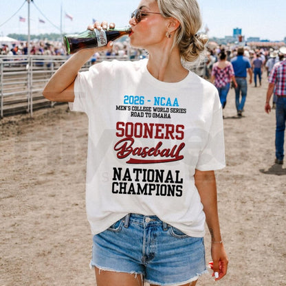 Sooners Baseball 2026 MCWS National Champions Comfort Colors T-Shirt – Vintage Collegiate Baseball Championship Fan Tee - Hiyatee