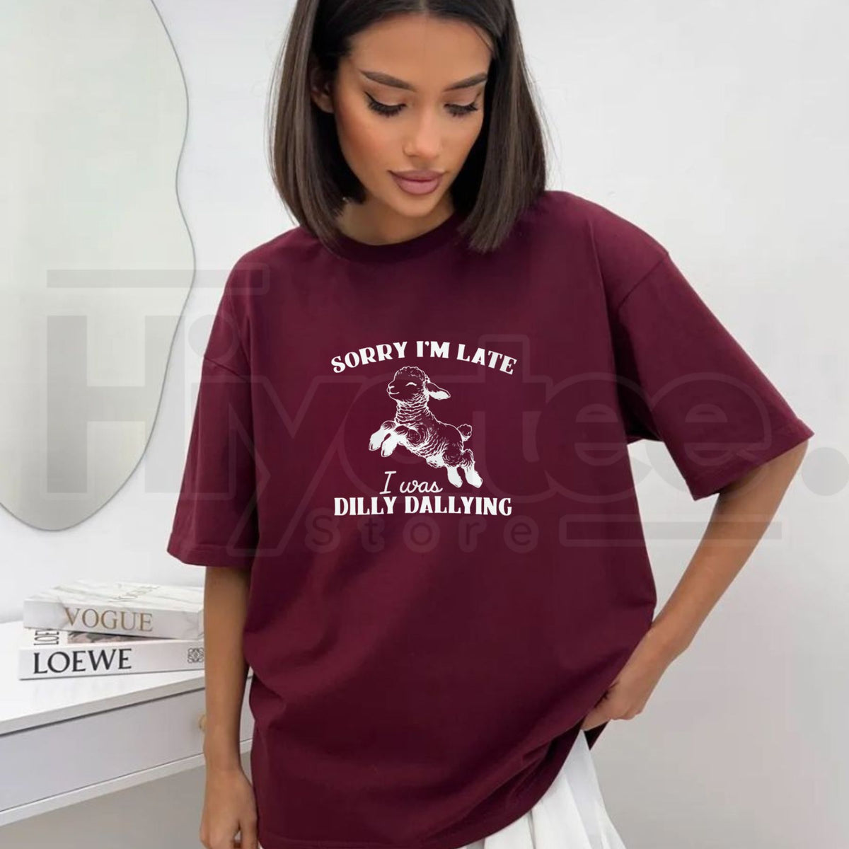 Sorry I'm Late I Was Dilly Dallying T-Shirt – Cute Baby Sheep Lamb Graphic Tee - Hiyatee
