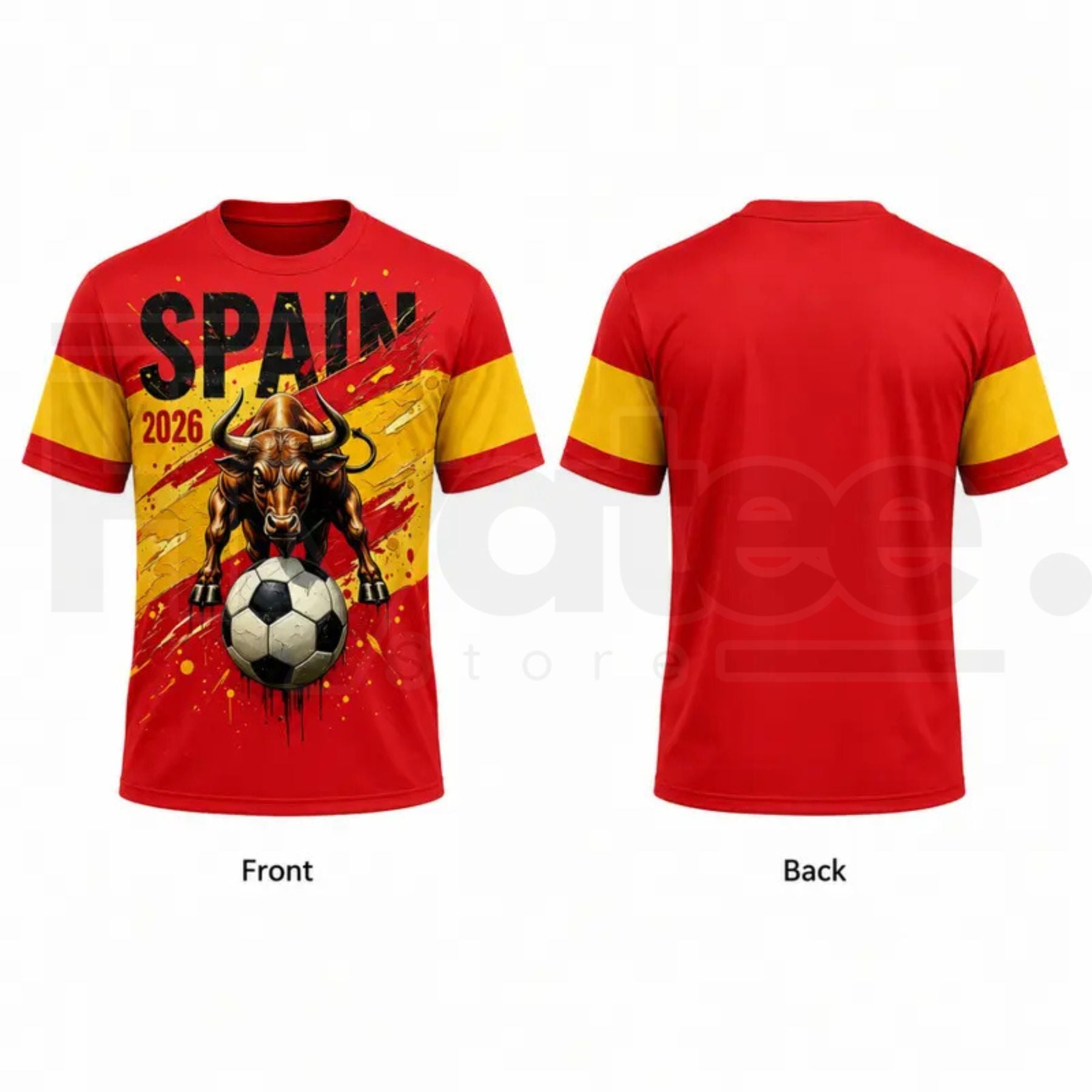 Spain Soccer Jersey For Men – 2026 Spain Fan Jersey, V-Neck Quick-Drying Athletic Sport Top - Hiyatee