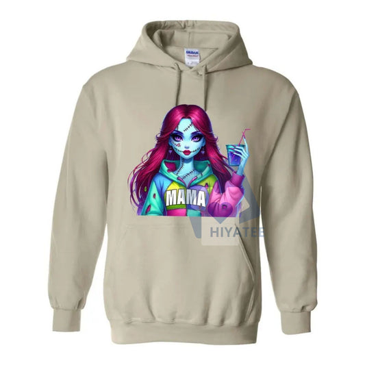 Spooky Mama Halloween Hoodie – Cool Mama Movies & Characters Graphic Sweatshirt, Gifts for Mom, Spooky Season Dailywear - Hiyatee