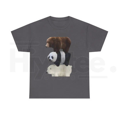 Stacked Bears Graphic Tee – Cute Polar, Panda & Brown Bear Unisex Shirt - Hiyatee