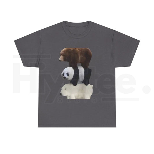 Stacked Bears Graphic Tee – Cute Polar, Panda & Brown Bear Unisex Shirt - Hiyatee