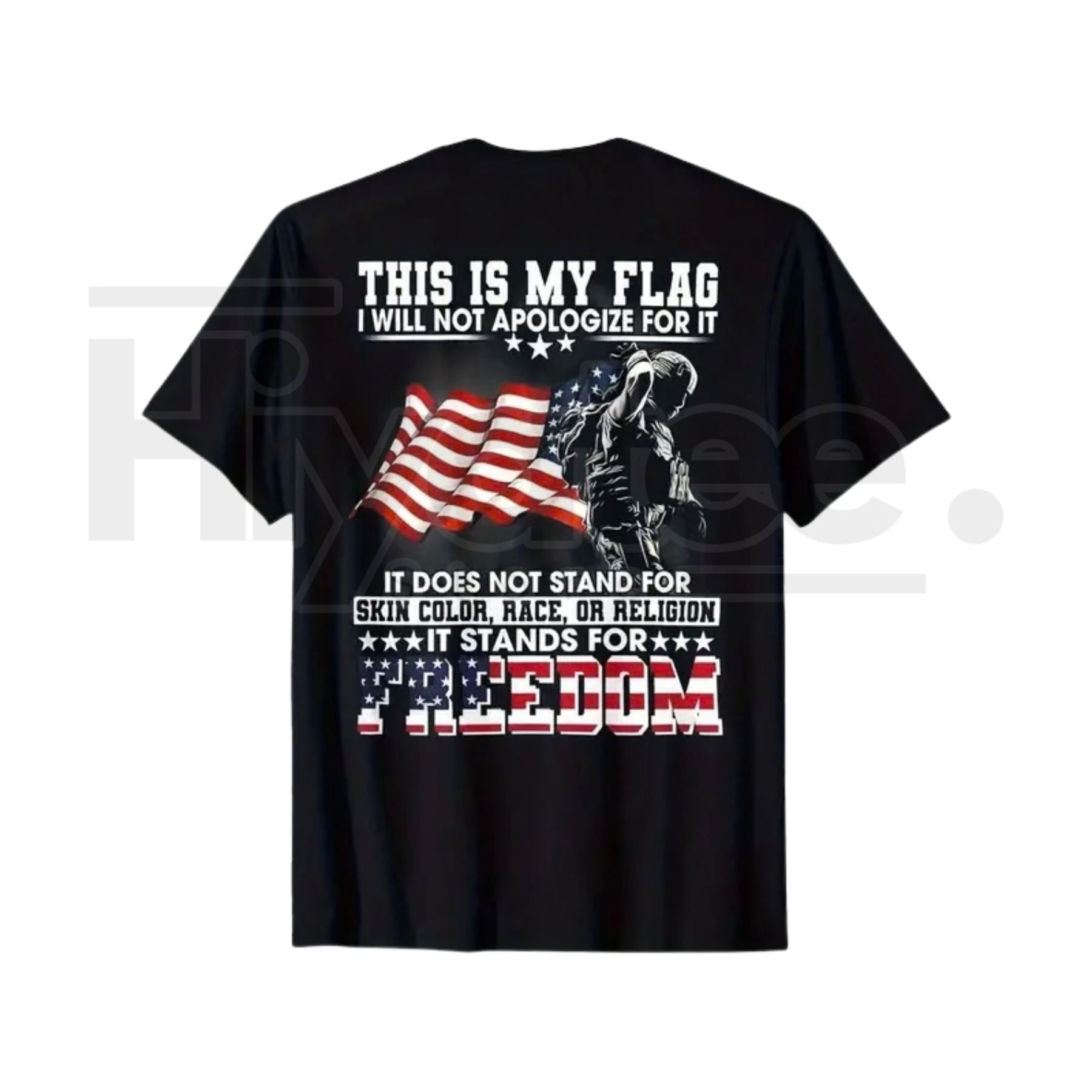 "Stand For Freedom" Vintage Patriotic – American Flag & Soldier Graphic Tee - Hiyatee