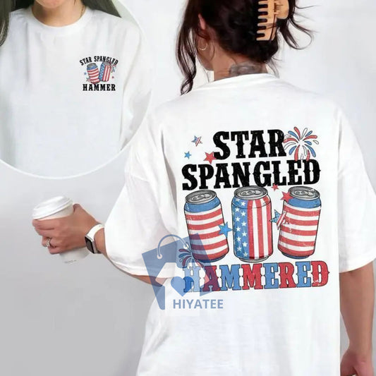 Star Spangled Hammered T-Shirt – Funny 4th of July Party Tee-Hiyatee