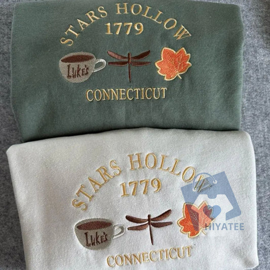 Stars Hollow Crewneck Sweatshirt – Gilmore Girls Embroidered Cozy Pullover for Fans-Hiyatee