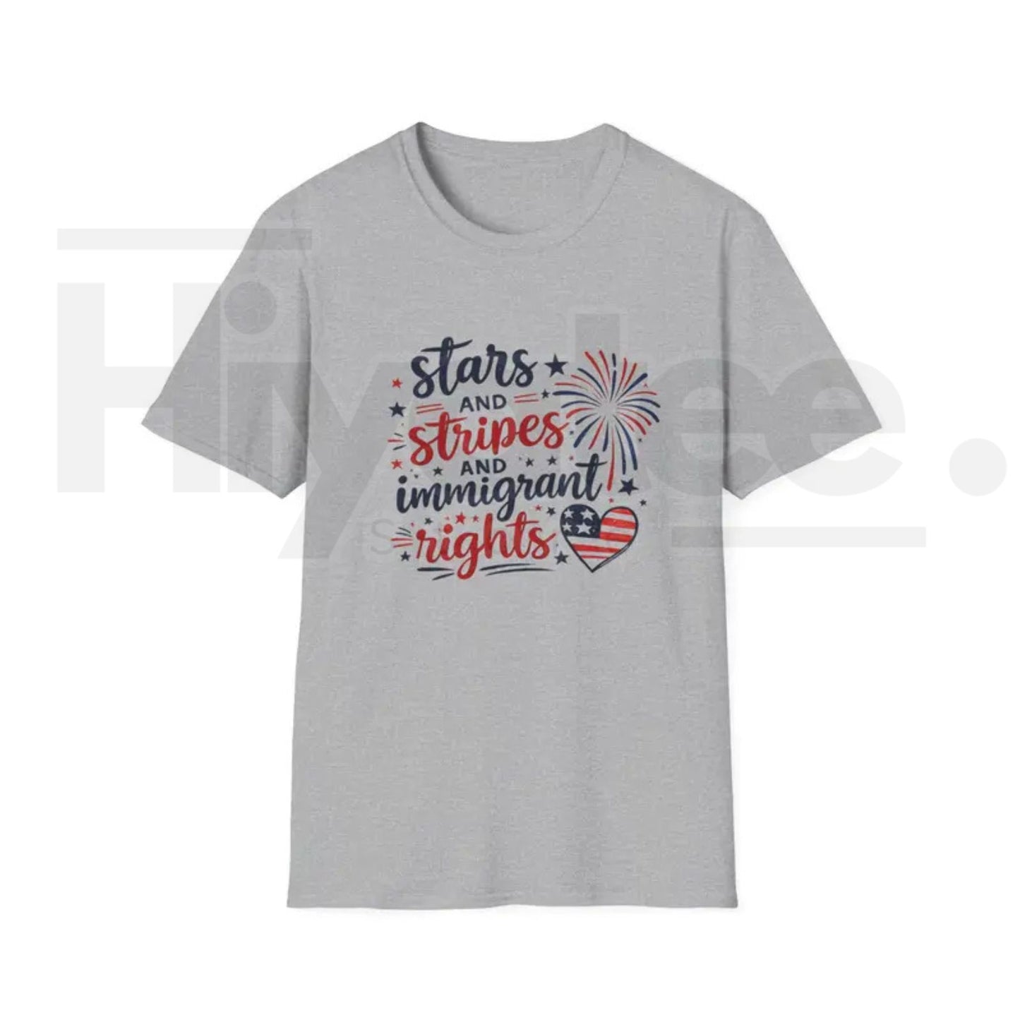Stars and Stripes Immigrant Rights T-Shirt – Patriotic 4th of July Graphic Tee - Hiyatee