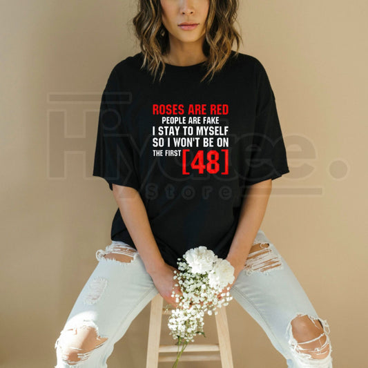 "Stay To Myself" – Red Roses Fake People Vintage Graphic Top - Hiyatee