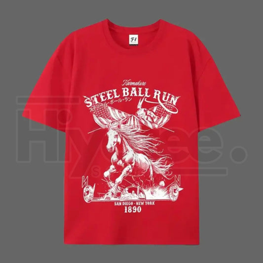 "Steel Ball Run" Horse Racing – SBR American Flag Graphic Top - Hiyatee