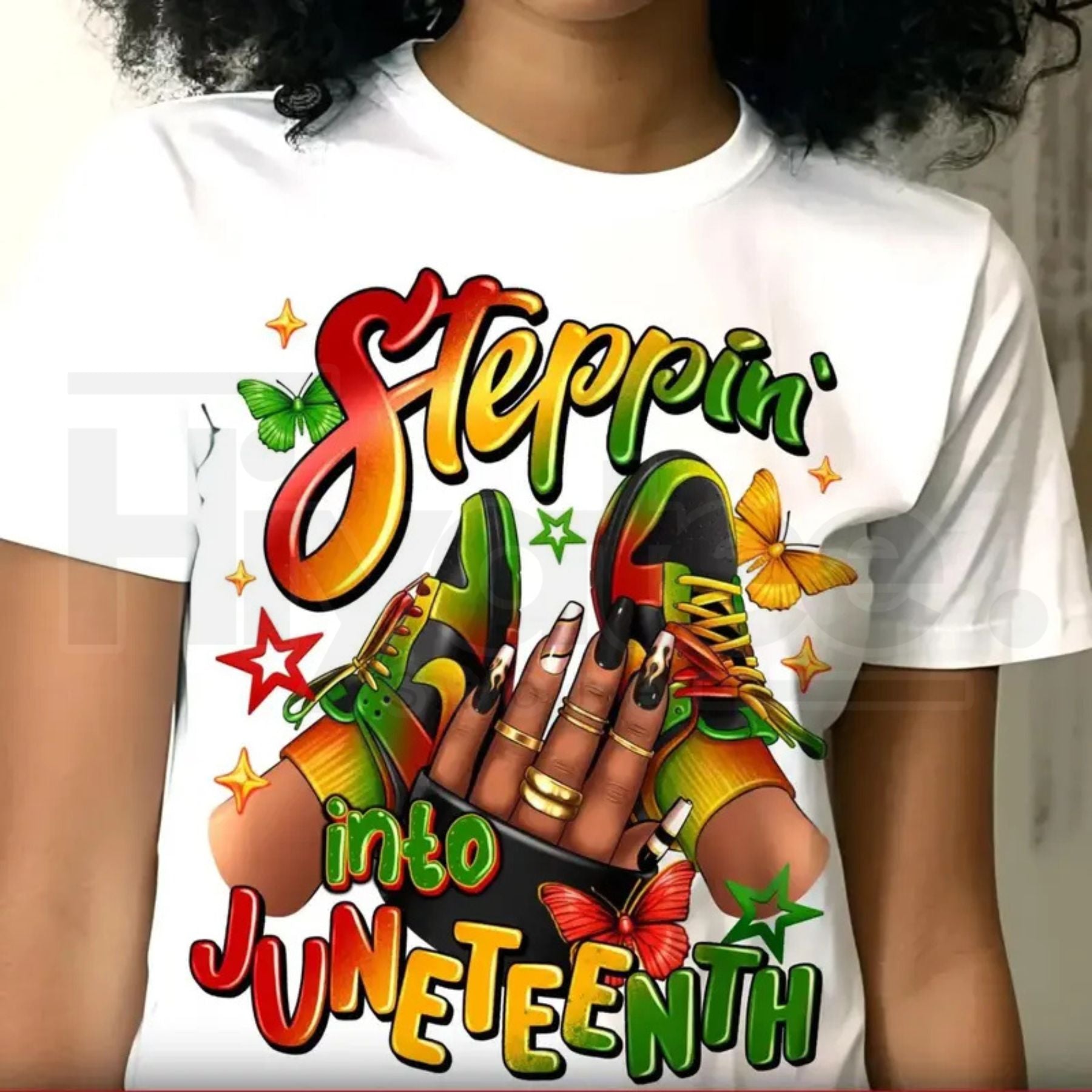 Steppin' Into Juneteenth Female T-Shirt – Black Culture Sneakers Graphic Tee - Hiyatee