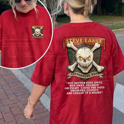 Steve Earle Copperhead Road T-Shirt – Vintage Skull Outlaw Country Tee - Hiyatee