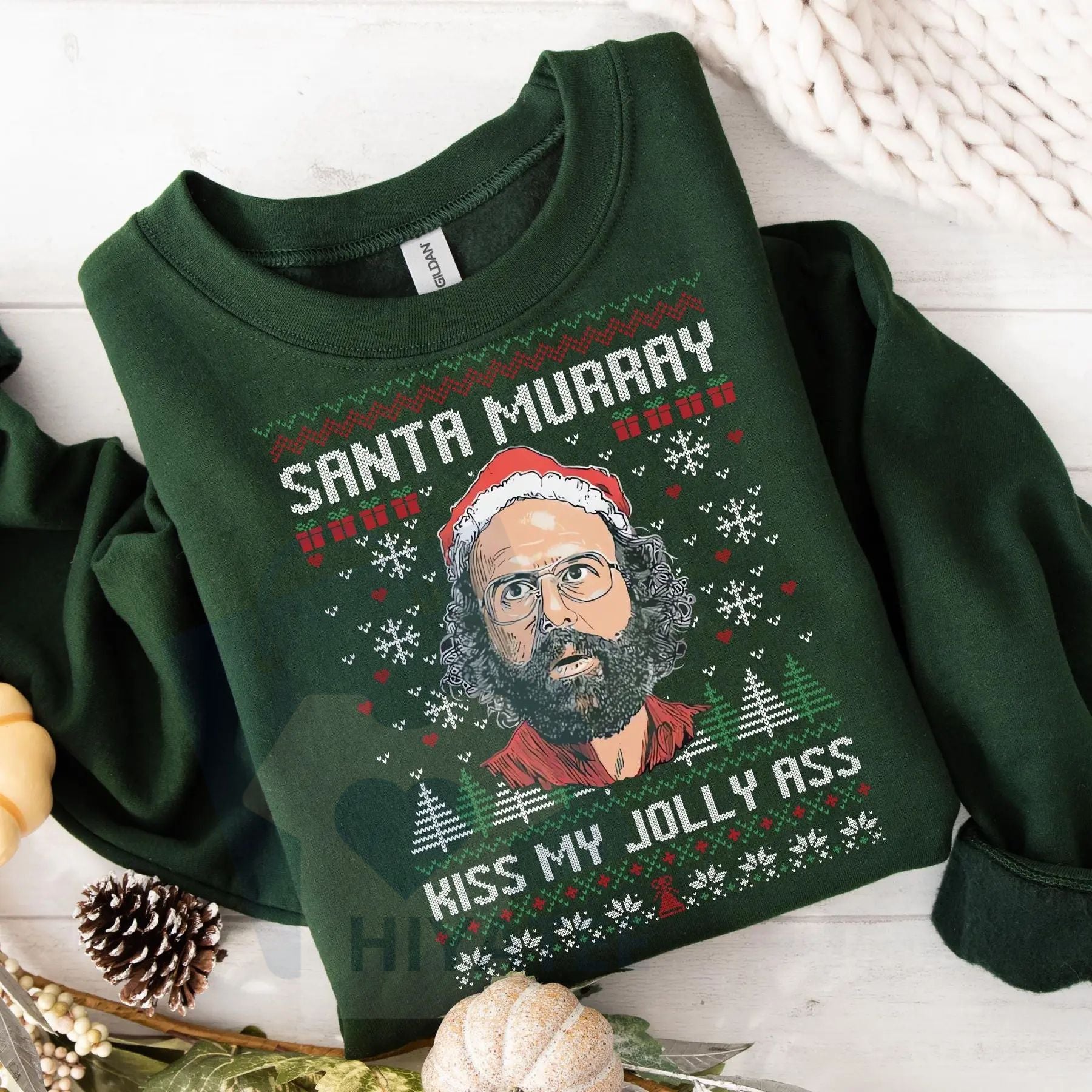 Stranger Christmas Shirt: Funny Murray Hawkins Ugly Xmas Sweatshirt, Santa Christmas Sweater, Retro TV Show Gift.- Hiyatee