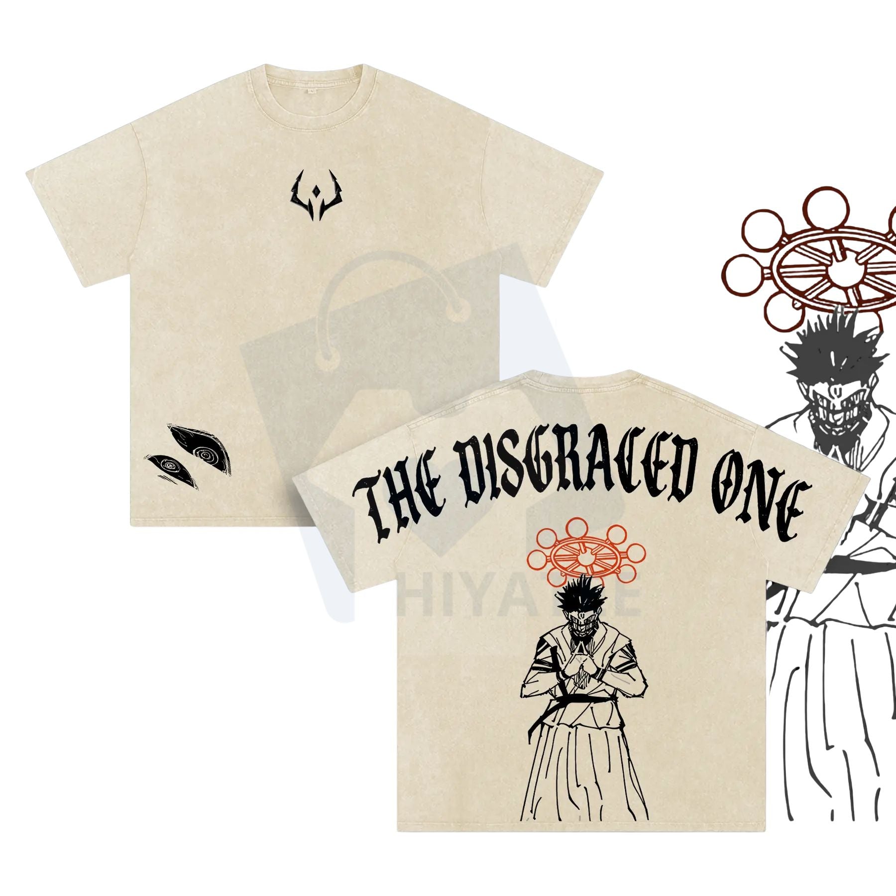 Sukuna "The Disgraced One" T-Shirt – Vintage Washed Oversized Gym Tee, Jujutsu Kaisen Anime Merch - Hiyatee