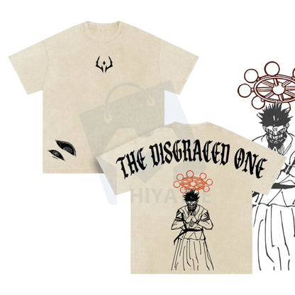 Sukuna "The Disgraced One" T-Shirt – Vintage Washed Oversized Gym Tee, Jujutsu Kaisen Anime Merch - Hiyatee