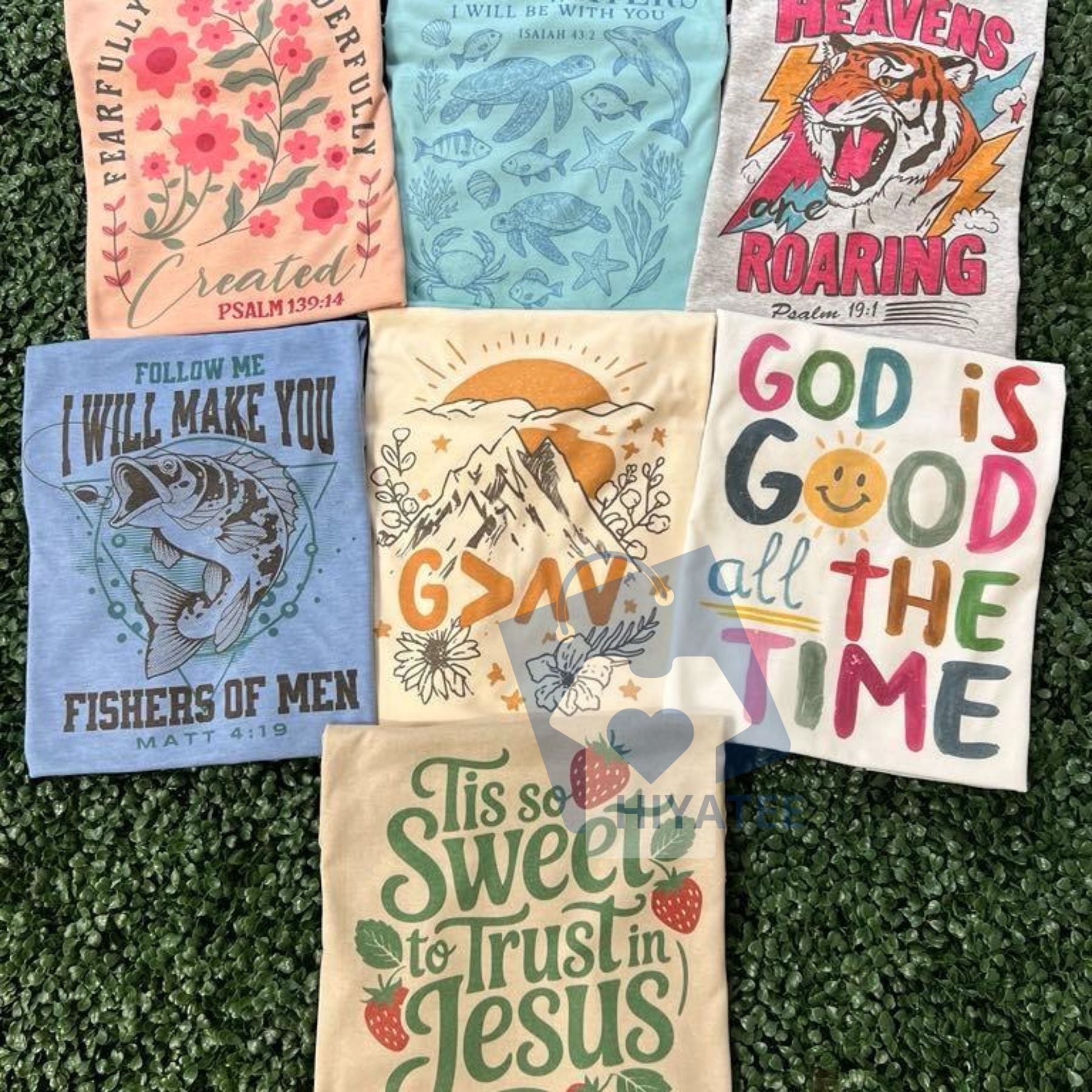 Summer Christian Tee Collection – Faith-Based Graphic Shirts for Believers, BUY ONE or Collect Them All!-Hiyatee