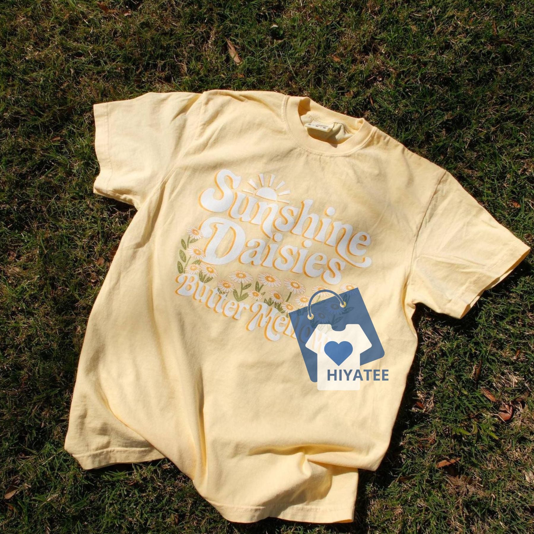  Sunshine Daisies Butter Mellow Tee – Dreamy Comfort in a Garment Dyed Classic-Hiyatee