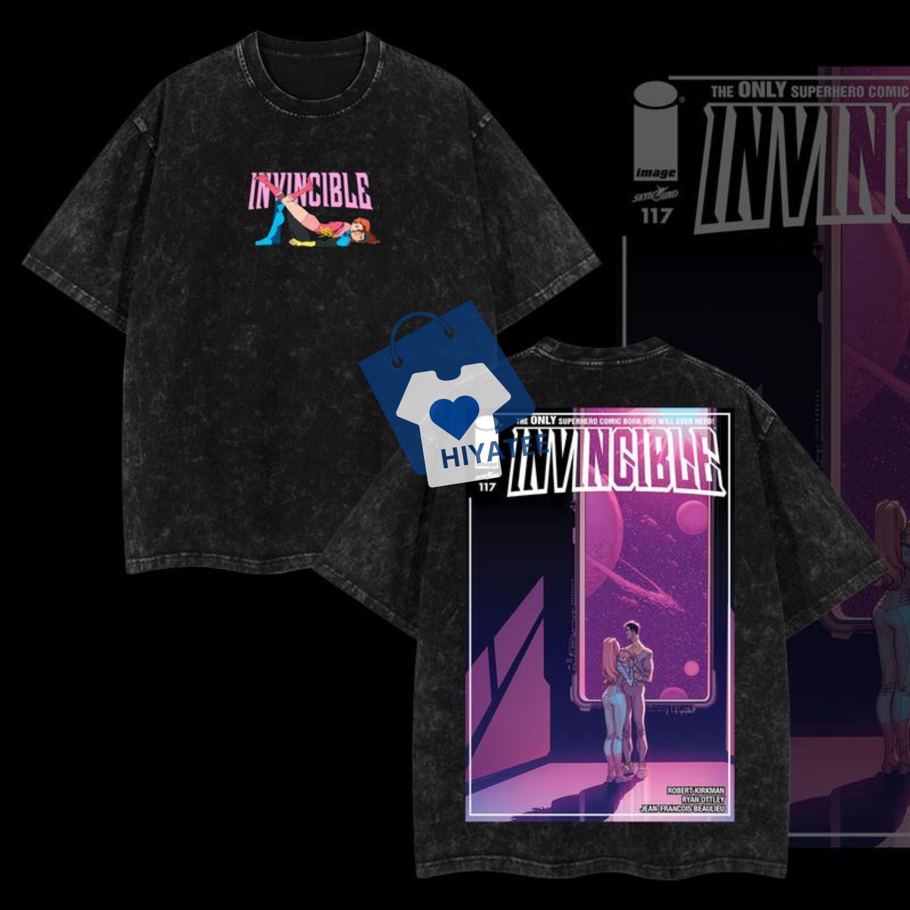 Superstyle Love Pink Atom x Mark Invincible War Oversized Tee-Hiyatee
