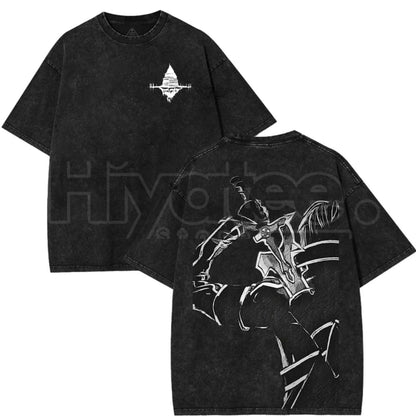 Sword Art Online Kirito B&W T-Shirt – Oversized Acid Wash Anime Tee, Y2K Japanese Manga Streetwear - Hiyatee