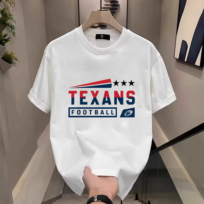 Men's Three Star Football Graphic T-Shirt – Sport Fan Game Day Crewneck Tee