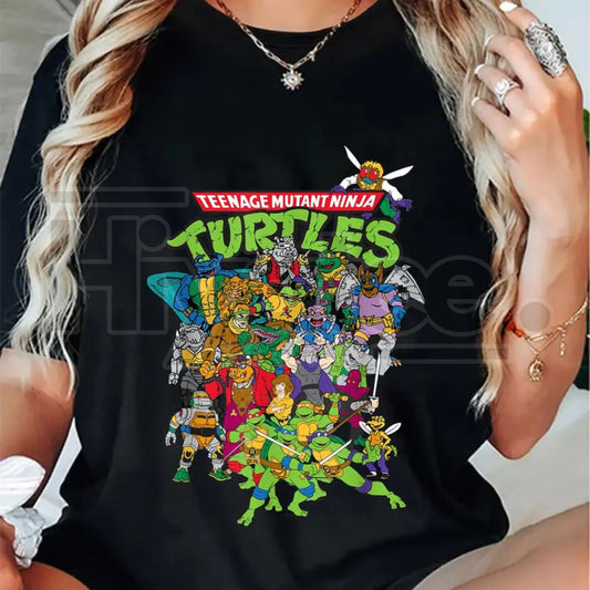TMNT Large Character Group – 100% Cotton Unisex Ninja Turtles Graphic - Hiyatee