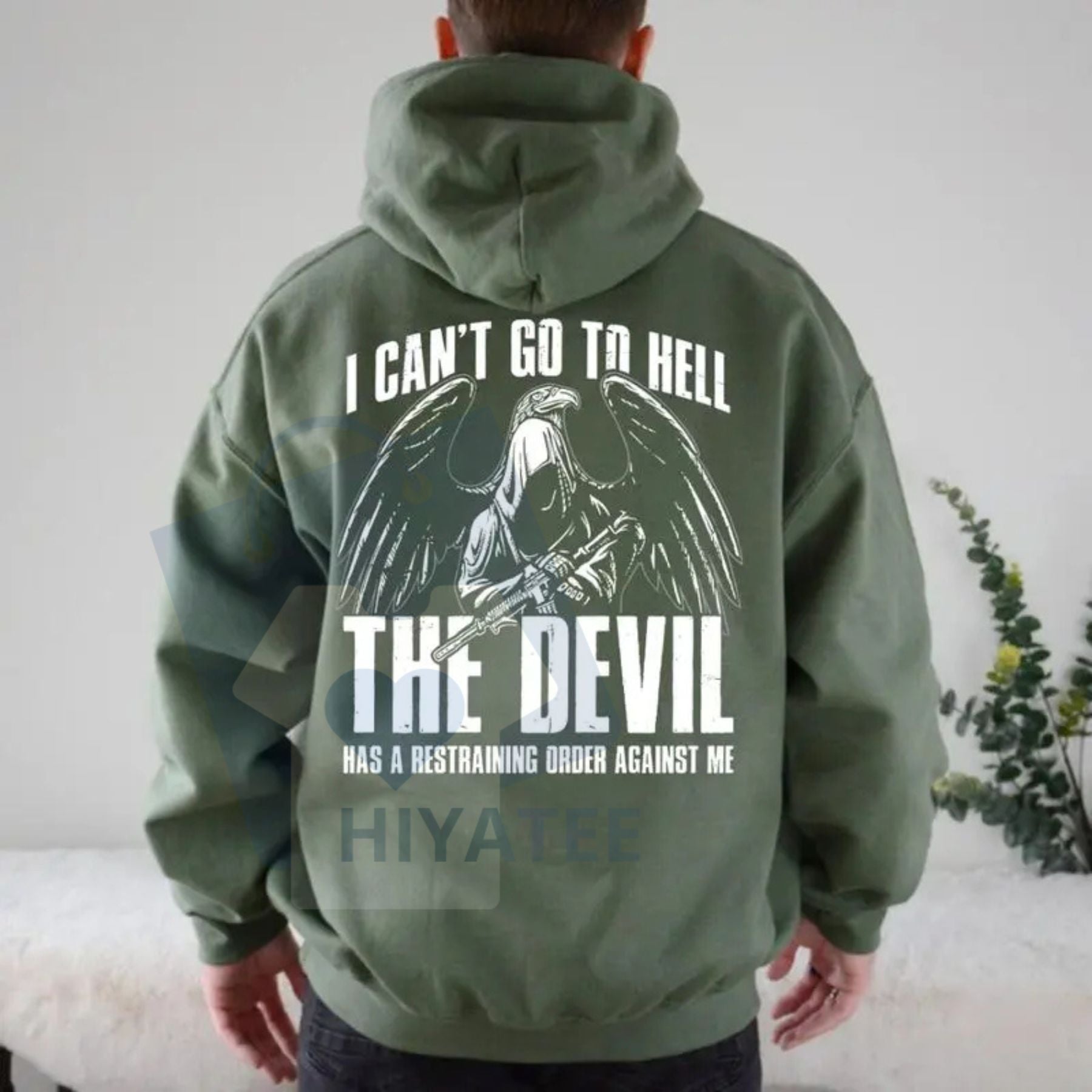 Tactical Skull Hoodie Devil Graphic – Veteran Trucker 2A Humor, Unisex Casual Streetwear Top with Unique Back Design - Hiyatee
