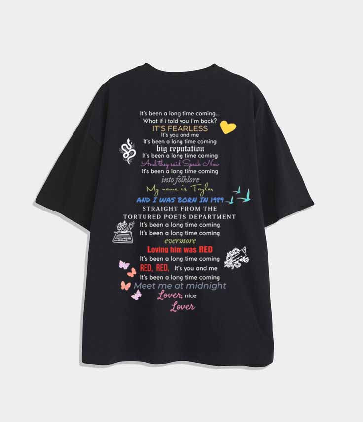 Taylor Song Lyrics Graphic T-Shirt - Fearless, Red, Lover & More