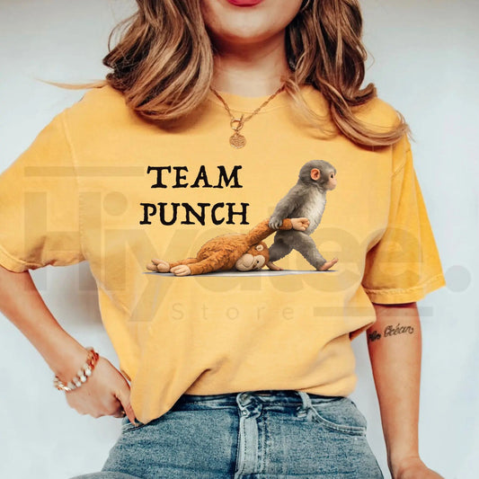 Team Punch Monkey Shirt – Funny Cute Animal Graphic Tee, Retro Comfort Colors® Vintage T-Shirt - Hiyatee