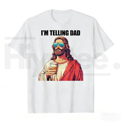 The American Spirit I'm Telling Dad Jesus Lovers T-Shirt – Kids & Youth Fun Humorous Phrase Tee - Hiyatee