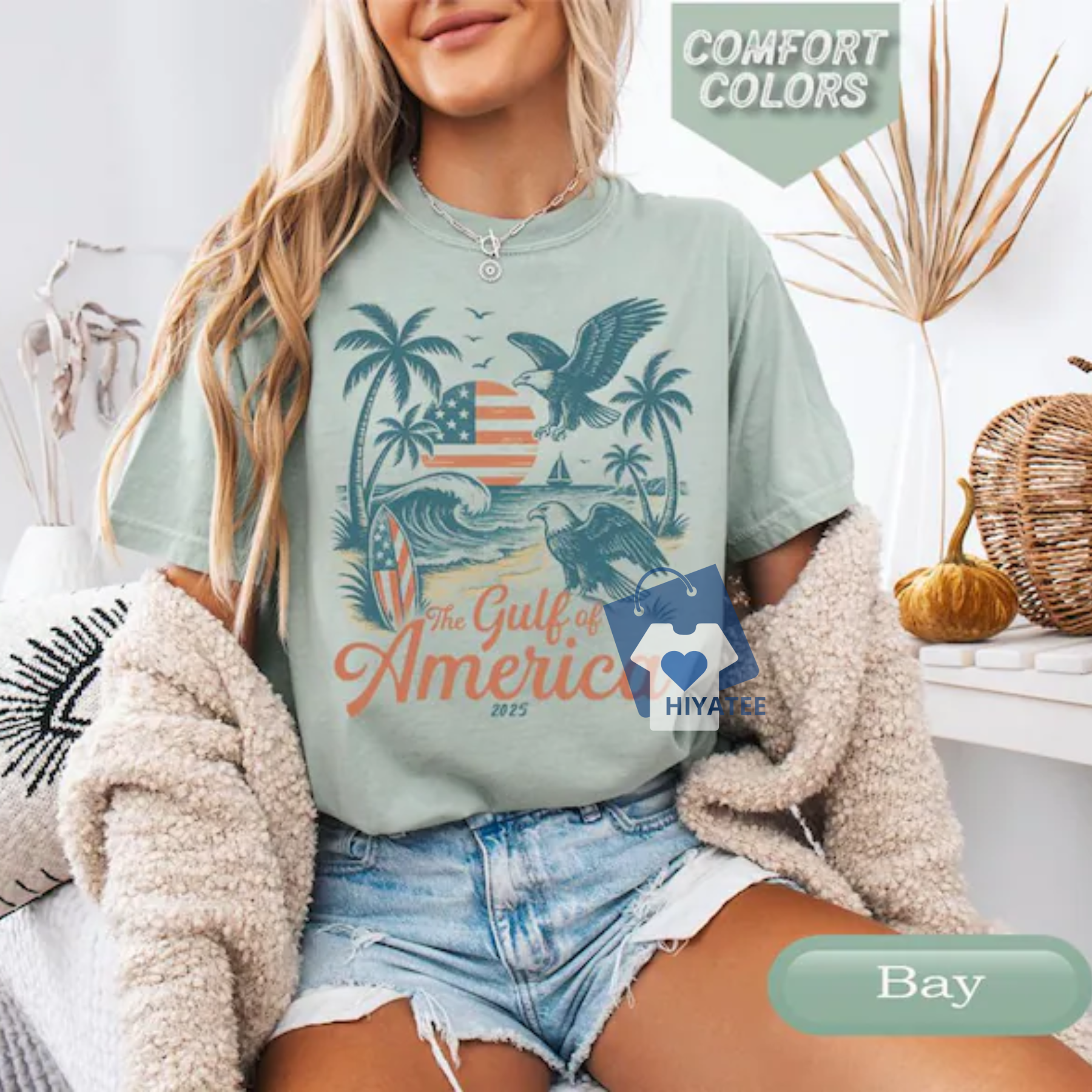 The Gulf of America 2025 Comfort Colors® T-Shirt – Vintage Garment-Dyed Beach Vacation Tee, Unisex Relaxed Fit. - Hiyatee