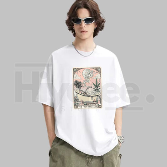 "The High Priestess" – Mystic Humorous Skeleton Tarot Card Graphic Top - Hiyatee