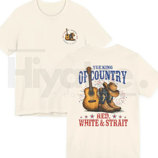 The King of Country T-Shirt – Red White & Strait Retro Western Graphic Tee, Unisex Country Music Fan Shirt for Men & Women - Hiyatee