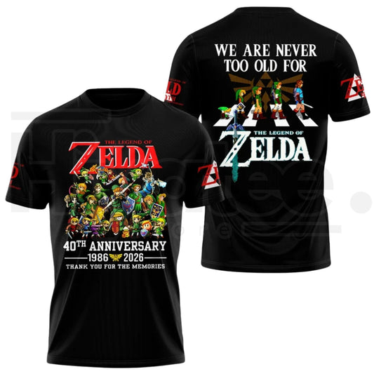 The Legend of Zelda 40th Anniversary T-Shirt – Vintage Hyrule Crest Graphic Tee - Hiyatee