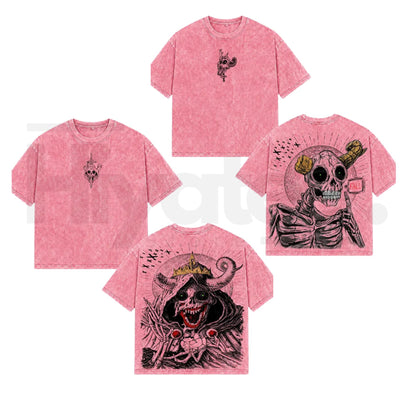 The Lich Adventure Time Double Printed Vintage T-Shirt – Dark Fantasy Graphic Oversized Tee - Hiyatee