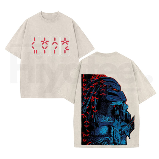 "The Predator" 1987 Classic Horror Movie Vintage Washed Tee – Retro Sci-Fi Action Streetwear - Hiyatee