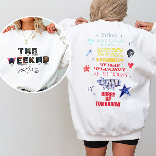 The Weeknd Album Hurry Up Tomorrow Two-Sided Sweatshirt – Vintage Fan Merch & Trending Gift-Hiyatee