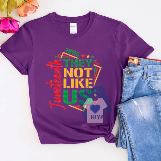 They Not Like Us Juneteenth T-Shirt – Men’s Graphic Tee for Summer, Fitness & Outdoor Wear-Hiyatee