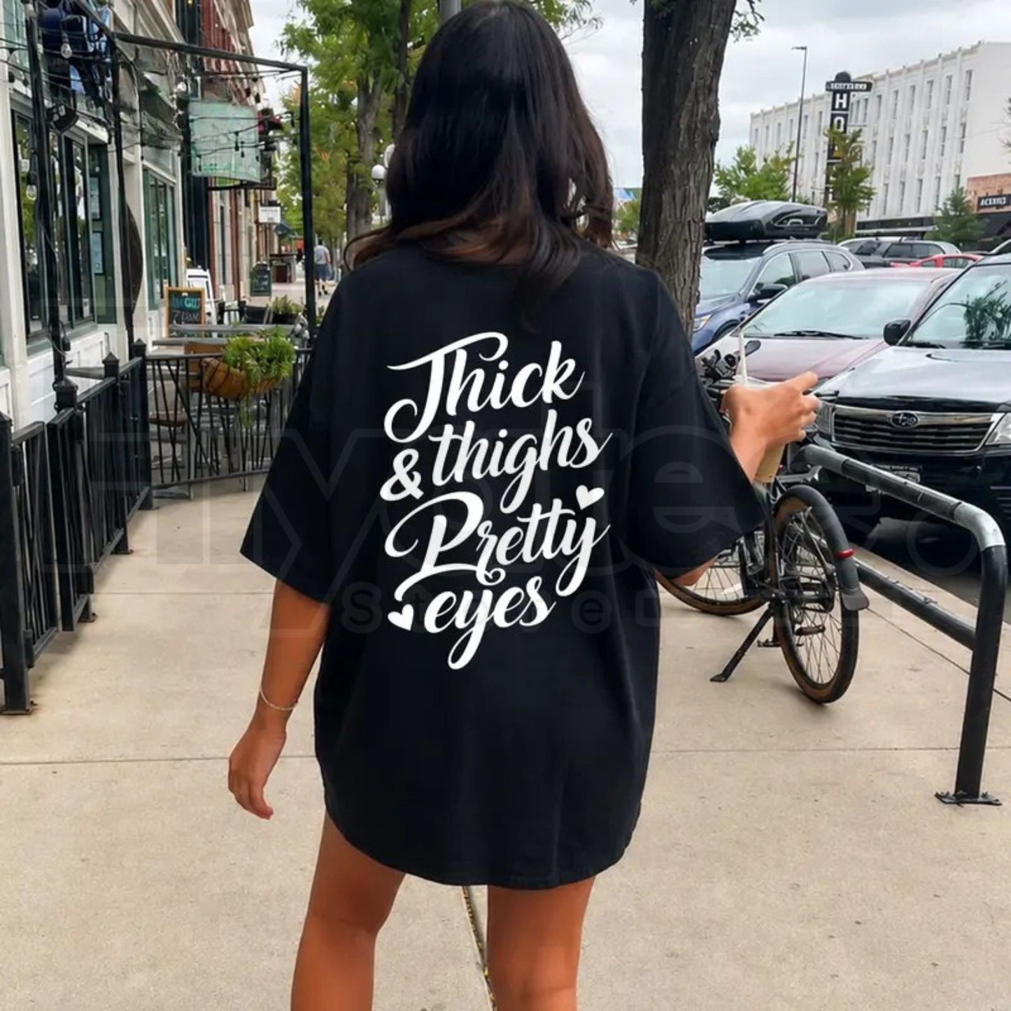 Thick Thighs Pretty Eyes Gym T-Shirt – Funny Fitness & Workout Graphic Tee - Hiyatee