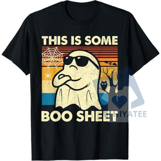 "This is Some Boo Sheet" Funny Ghost T-Shirt – Retro Halloween Pun Tee - Hiyatee