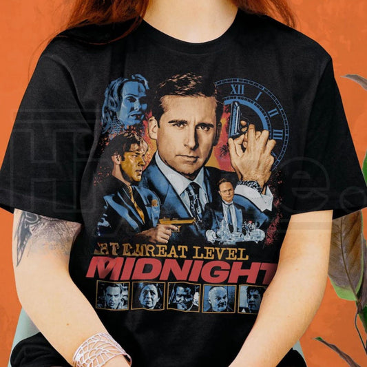Threat Level Midnight Retro Vintage T-Shirt – The Office Michael Scarn Graphic Tee - Hiyatee