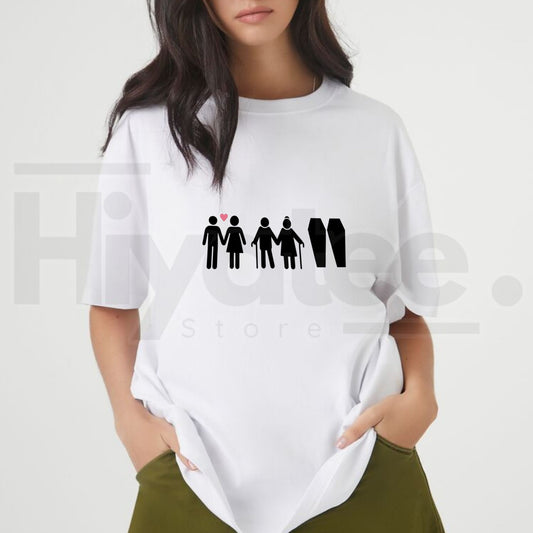 Till Death Do Us Part Life Journey Couple T-Shirt – Romantic Skeleton Graphic Tee - Hiyatee