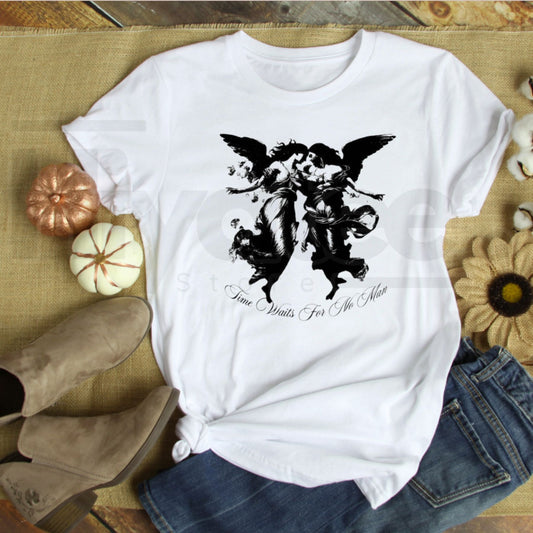 Time Waits For No Man T-Shirt – Vintage Dark Angel Goth Tee - Hiyatee